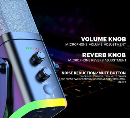 Gaming USB/XLR Microphone for Podcast, Dynamic Mic with Controllable RGB, Touch Mute, Headphone Jack, Desktop Stand, Vocal Mic for Singing Gaming Streaming Podcasting-Lsd-Yu8 RGB Condenser Microphone